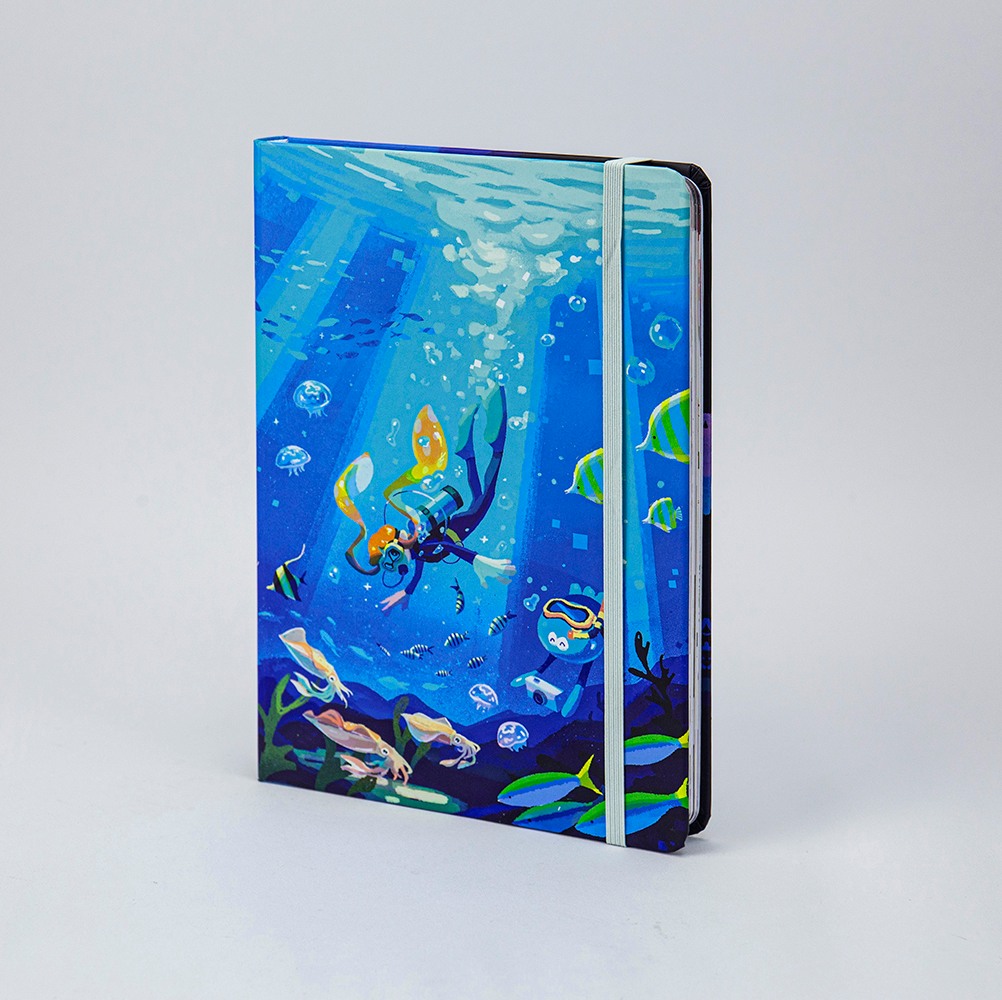 Spiraalbindend notitieboekje met elastische bandbedrukking